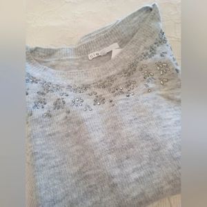 Cleo Women's Soft Boat Neck Sweater with Teardrop Gem Detailing Size S